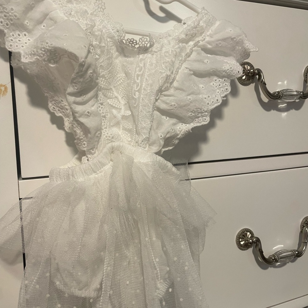 Elegant White Lace baby girl romper